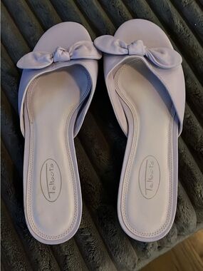 Talbots Lavender Bow Slide Sandals